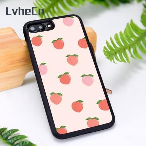 LvheCn Silicone Rubber Phone Case Cover for iPhone 6 6S 7 8 Plus X XS XR 11 12 Mini Pro Max Peaches Pattern