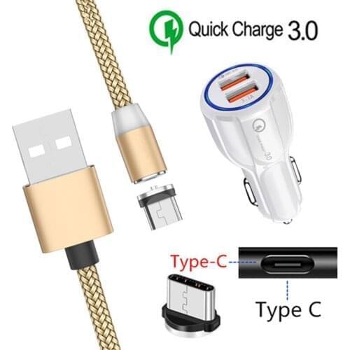 For Samsung galaxy S8 S9 A40 Huawei P20 lite P30 Sony Xperia 1 10 Plus XA1 XZ3 Magnetic Type C Cable QC 3.0 USB Fast Car charger
