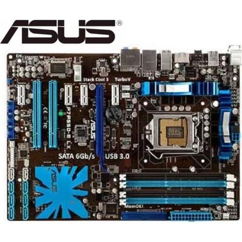 For ASUS P7P55D-E LX Desktop motherboard boards LGA 1156 DDR3 for ASUS i3 i5 i7 cpu 16GB USB2.0 USB3.0 P55 USED mainboard
