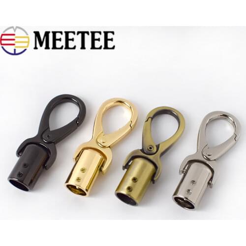 Meetee 2pcs 12mm Bag Metal Buckles Tassel Cords Stopper Clasp Handbag Strap Belt Rope Hanging Hook Buckle DIY Hardware Accessory