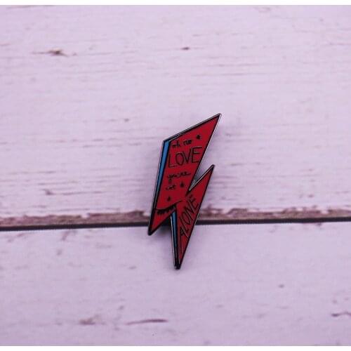 Lightning enamel pin oh no love you are not alone stars brooch David Bowie stardust pin