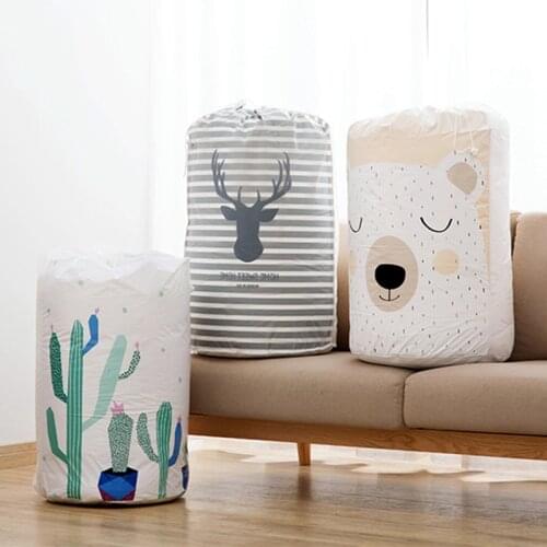 Cartoon Foldable Storage Bags Waterproof Clothing Quilt Organizer Drawstring Closet Organizer Large Wardrobe Cabinet Container