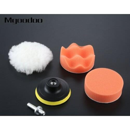 5Pcs 3" Car Polishing Buffing Pad Kit For Auto Polisher Waxing Car Wash +M10 Drill Set Car Polishing Sponge Wheel Kit Polisher