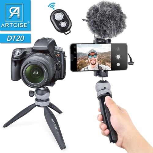 ARTCISE DT20 Desktop Tripod for Phone Gopro Vlog Mini Tabletop Tripod and Cold Shoe Ball Head For Smartphone DSLR Camera 2 in 1