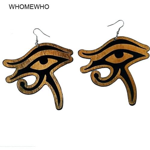 Natural Wood Laser Cut Geometric Eye of Horus Nefertiti Egypt Africa Earrings Bohemia African Wooden DIY Jewelry