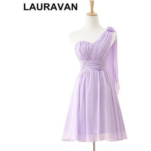 Special occasion formal short one shoulder cheap modest light purple lilac bridesmaid dress gown dresses 2020 new arrival