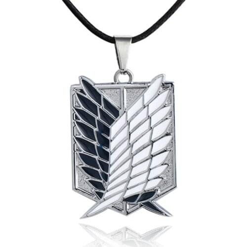 Japanese Anime Attack on Titan Necklace Wings of Liberty Silver Pendant Shingeki No Kyojin Gold Chain Metal Pendant Accessories
