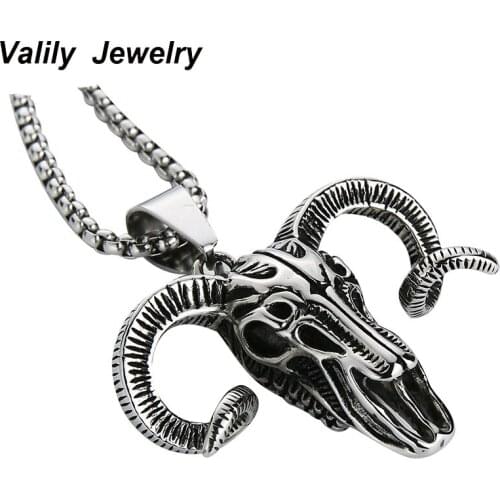 EdgLifU Animal Pendant Necklace Fashion Pendants Stainless steel Goat head Necklace Accessories for Women Men