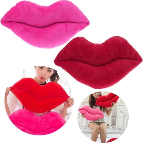 HOT Cotton big red sexy lips pink pillow waist cushion home decoration Valentine gift lip shape red stuffed throw pillow