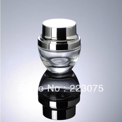 30G/ML transparent cream jar with silver cap for Cosmetic Packaging glass bottle Dispenser for Skin Care, Travel, 200pcs/lot