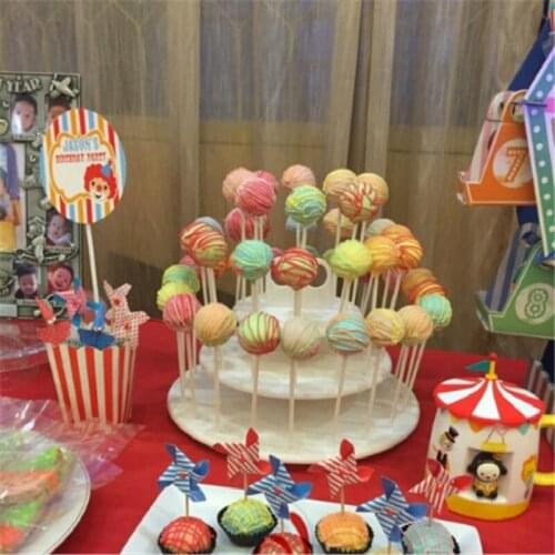Assemblable White 3 Tiers Snack Server 21pcs Cupcake Stand 42pcs Cake Pop Stands Lollipop Holder Birthday Cake Rack