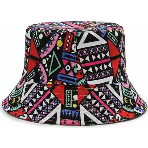 Men Women Vintage Cartoon Print Panama Bucket Hat Reversible Bob Chapeau Femme Hip Hop Caps Gorros Streetwear Fisherman Hat