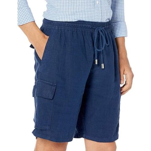 Mens Fashion New Shorts Summer Leisure Multi-pocket Drawstring Loose Solid Color Trousers Fitness Sports Running Style