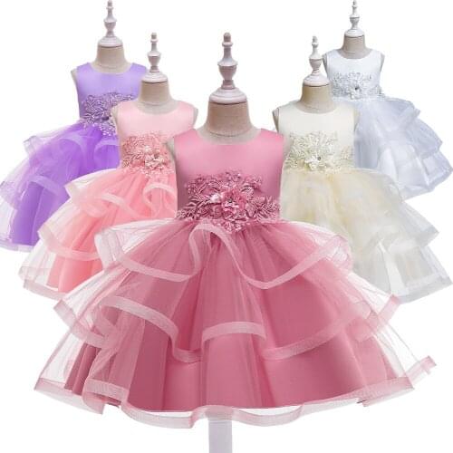 Girls Party Dress Elegant Tutu Voile Girls Dresses for Wedding Blue Pink Prom Evening Dresses Birthday Kids Frocks Clothes 10 Y