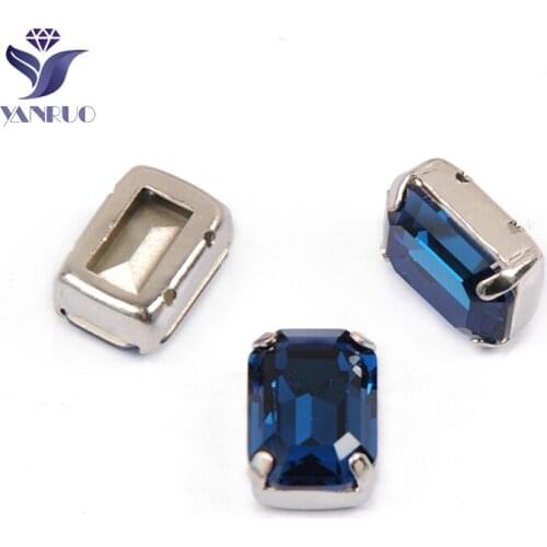 YANRUO 4610 All Sizes Montana Octagon Point Back Crystal Sew On Rhinestones Glass Strass Fancy Stones For Jewelry Making