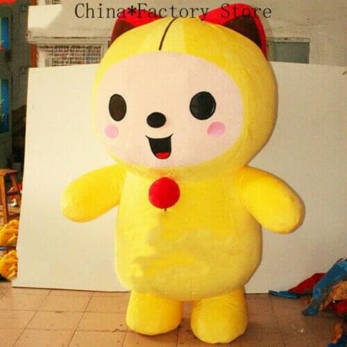 Yellow Cat Inflatable Mascot Costume Plush Fursuit Cosplay Suit for Advertising Celebration or Festival Carnival Performance