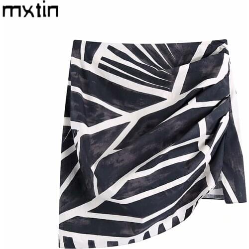 2021 Women Summer Vintage pleated Mini Skirt Chic Irregular Streetwear Ladies Short Skirts Casual Faldas Vestidos Mujer