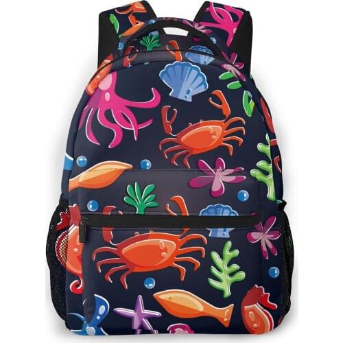 Women Backpack Kids School Bag for Teenage Girls Sea Life Illustration Female Laptop Notebook Bagpack Travel Back Pack 2021
