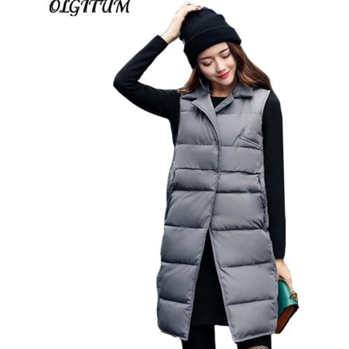 Women Winter Vest Coat New Fashion Long Section Slim Down Cotton Jacket Thicken Warm Waistcoat 2019 Female Loose Vest Outwear