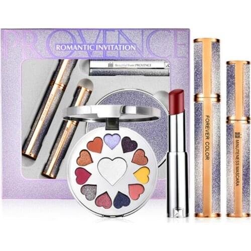 4pcs Makeup Set Long Lasting Waterproof Mascara 12 Colors Eyeshadow Palette Make up Sets Lipstick New Cosmetic Kit