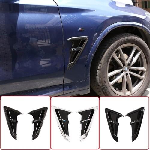 For BMW X3 G01 X4 G02 2018-2021 ABS Carbon Fiber Car Front Fender Side Shark Gill Side Air Outlet Cover Trim Car Accessories