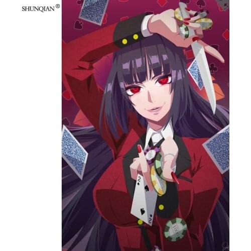 Kakegurui Poster Print Silk Fabric Print Poster Cloth Fabric Wall Poster Custom Satin Poster 40X60cm,50X75cm,60X90cm