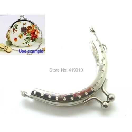 Free Shipping-5pcs Silver Tone Metal Frame Kiss Clasp For Purse Bag Bag Parts Accessories Lock Handle DIY Handmade 7x5cm J2591
