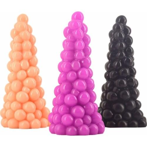 Big anal plug like Xmas tree grape design beads anal sex toys big anal dildo black dildo stuffed stopper anus massage