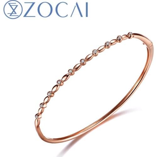 ZOCAI Real Natural 0.1CT Diamond Certified I-J / SI in 18K Rose Gold (AU750) Bangles Z00212