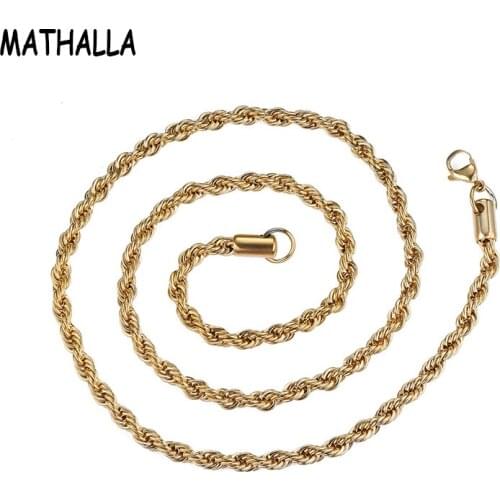 Stainless steel Rope Chain Necklace with Gold,white gold and rose gold