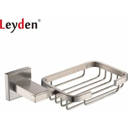 Leyden Premium SUS 304 Stainless Steel Brushed Nickel Soap Holder Wall Mounted Square Style Soap Dish Holder Bathroom Accessory