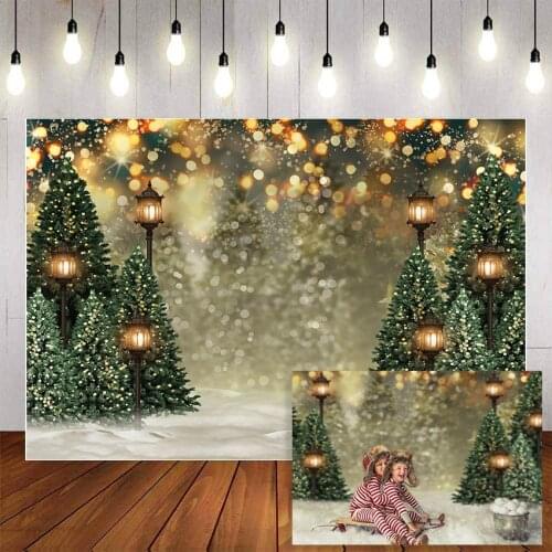 Mehofond Photography Background Snow Christmas Tree Glitters Shiny Spots Street Light Decorate Backdrop Photocall Photo Studio