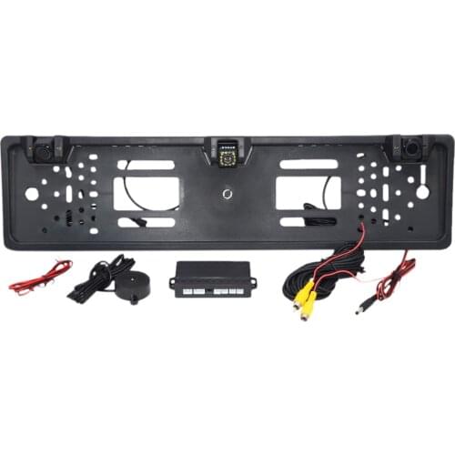 HD rearview camera car European license plate frame camera Light 12 LED 170 backup reverse camera IR with 2 parking sensor