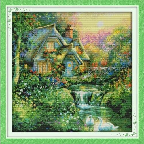 Country Cabin Cotton Scenery Counted Cross-Stitching 11CT Printed 14CT Handmade Set Cross-stitch Kits Embroidery Needlework