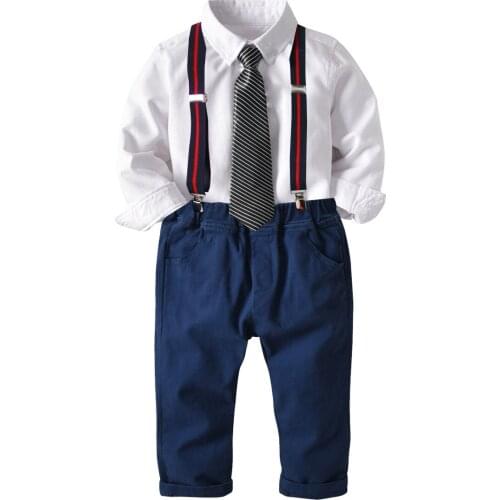 Oklady 2019 Baby Boys Clothes Set Long Sleeve Plaid Gentleman Suit For Boys Children Clothing Cotton Costume For Kids Suits 3Pcs