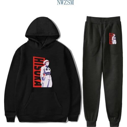 Anime Hunter X Hunter Hisoka Tracksuit Men Sets Fashion Sporting Suit Hooded Sweatshirt +Sweatpants Mens Clothing 2 Pieces Set