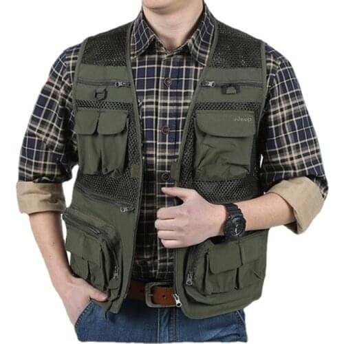 Outdoor Summer Tactical Fishing Vest jackets men Safari Jacket Multi Pockets travel Sleeveless jackets