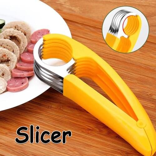 Stainless Steel Multi-function Banana Cutter Sausage Cucumber Slicer Chopper Kitchen Accessories Gadgets Peeler Potato Tool