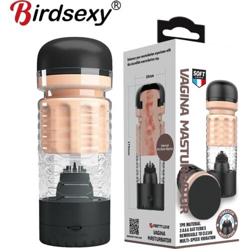 Blowjob Vagina Cup Male Masturbator Vibrator for Men Automatic Oral Deep Throat Vagina Masturbator Cup Male Sex Toys Adult Toys