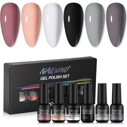 NAILWIND Manicure Gel Set 6Pcs/Kit 8ml Hybrid Semi Permanent UV LED Base Top Coat Nail Gel For Nail Art Gel Nail Polish Set