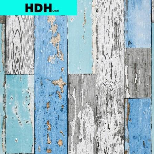 Wood Plank Wallpaper Blue Distressed Wood Wallpaper Peel and Stick Wood Grain Contact Paper Vintage for Furniture Bedroom Decor