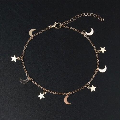 New Fashion Gold Color Moon Star Charms bracelet for Women Accessories Bracelets 4g