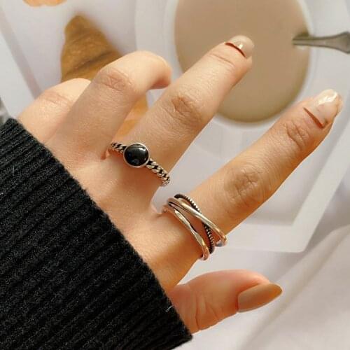 IFMIA Punk Minimalist Silver Color Chain Open Rings for Women Couples New Fashion Vintage Handmade Geometric Party Jewelry Gifts