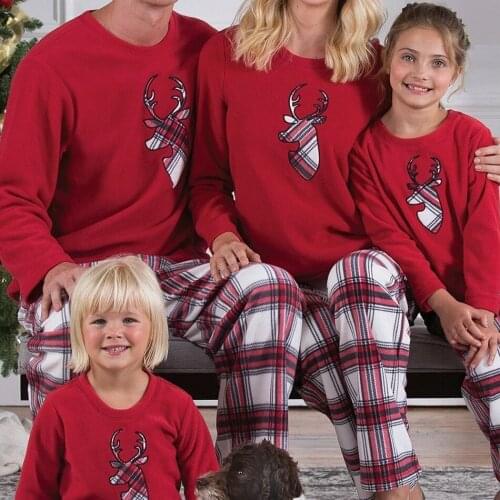 2022 Mommy and Me Xmas Pjs Clothes Tops+Pants Christmas Family Matching Pajamas Sets Plaid Mother Daughter Father Son Sleepwear