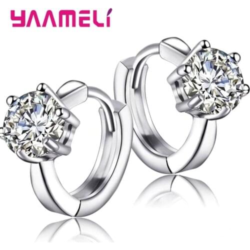 Genuine Authentic 925 Sterling Silver Drop Earrings for Women Girls Teenagers Gifts Clear Cubic Zircon Stone Appointment Jewelry