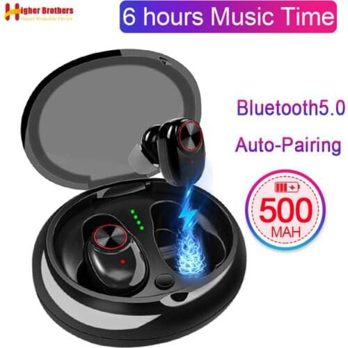 Portable Noise Canceling Dual Bass Stereo Wireless Warpieces Audifonos Bluetooth 5 Air Box Built-in Microphone Music Earphone