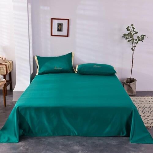 Bed Linen Flat Sheets for Home Double Couple Mattress Cover 1 PCS Full Queen Size Silk 100% Polyester Soft Bedspread