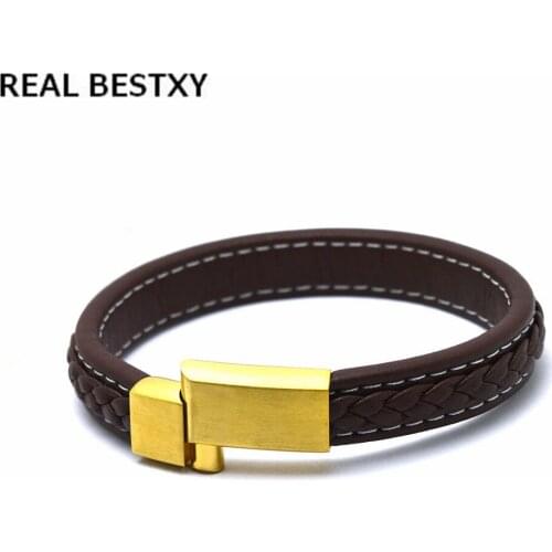 REAL BESTXY custom Logo Jewelry Women Bracelets Multilayer Leather rope Pendant Magnetic Clasp Bracelets Female Braided leather