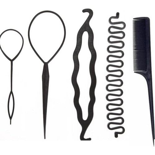 Hair Care 5pcs/set Magic Hair Braiding Twist Curler Styling Set Hairpin Holding Hair Braiders Pull Hair Needle Ponytail DIY Tool