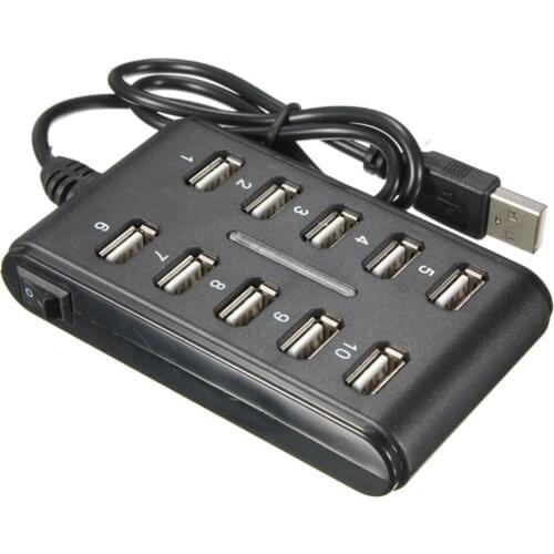 High Speed 480 Mbps USB 2.0 Hub 10 Ports Multi Personal Computer USB HUB Portable USB Splitter For PC laptop
